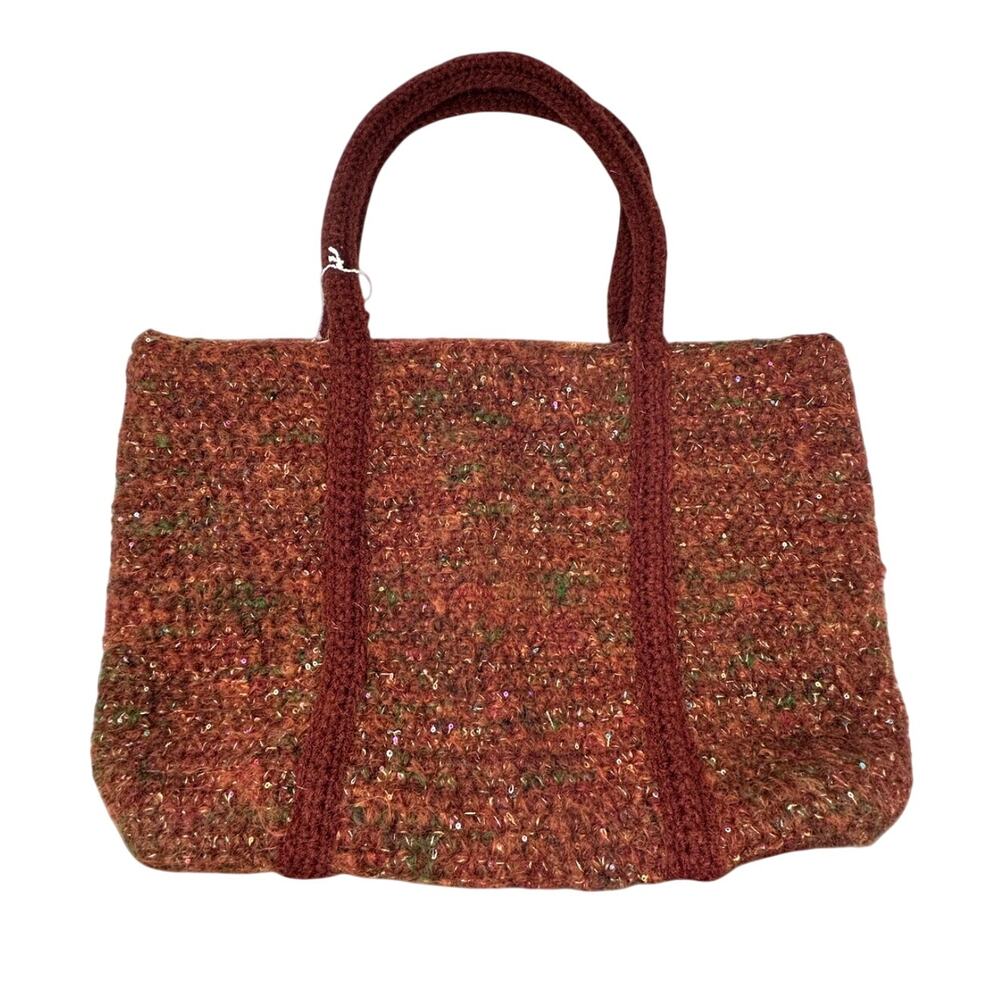 NWT Handmade Gorgeous Wool Blend Large lined snap close knit tote bag